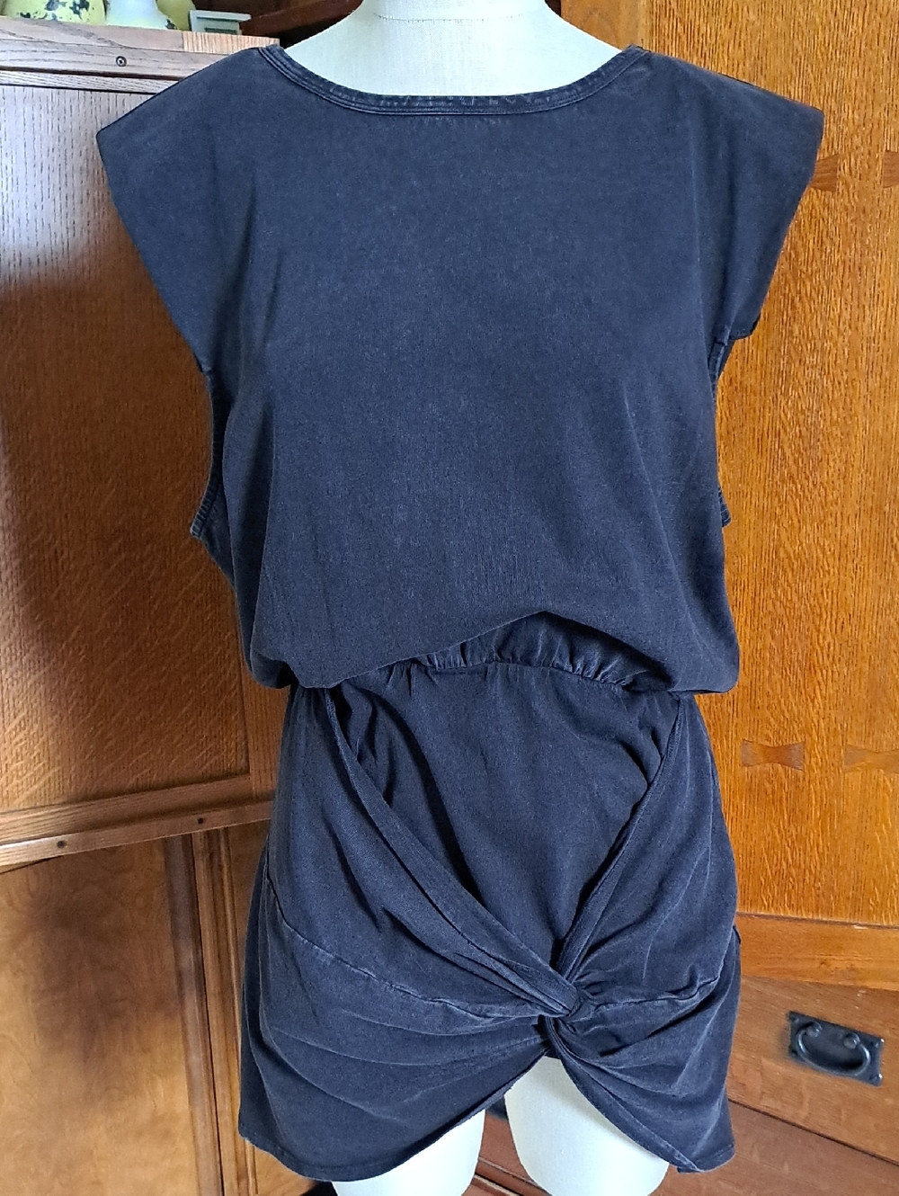 L*Space Jesse Twist Front Mini Dress in Charcoal Washed Black - XL NWT